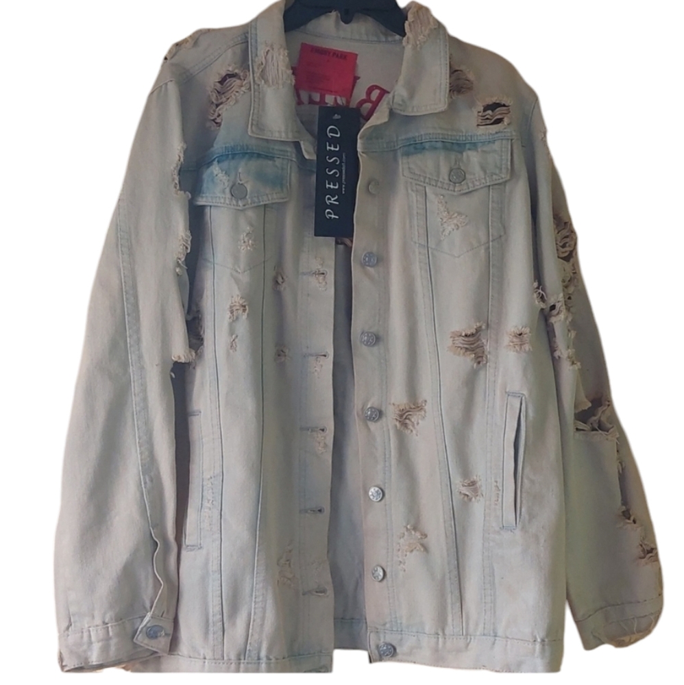 Emory Park Distressed Rose Denim Jacket